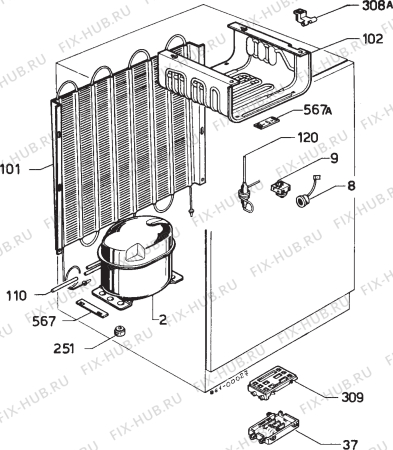 Взрыв-схема холодильника Aeg 1415U - Схема узла Refrigerator cooling system